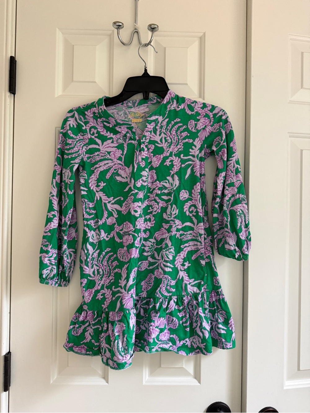 Lilly Pulitzer Green Tunic with Pink Floral Print